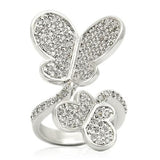 Rhodium Brass Ring with AAA Grade CZ  in Clear