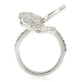 Rhodium Brass Ring with AAA Grade CZ  in Clear