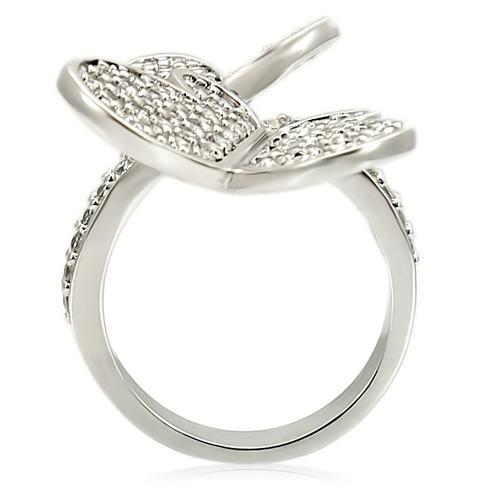 Rhodium Brass Ring with AAA Grade CZ  in Clear