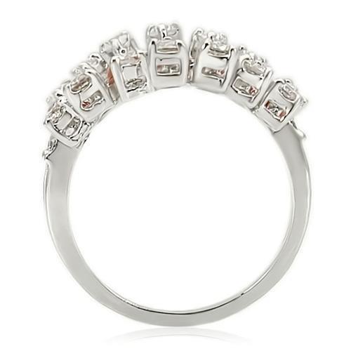 Rhodium Brass Ring with AAA Grade CZ  in Clear