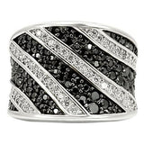 Rhodium + Ruthenium Brass Ring with AAA Grade CZ  in Jet