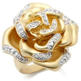 Matte Gold & Rhodium Brass Ring with AAA Grade CZ  in Clear