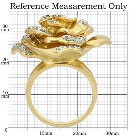 Matte Gold & Rhodium Brass Ring with AAA Grade CZ  in Clear