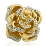 Matte Gold & Rhodium Brass Ring with AAA Grade CZ  in Clear