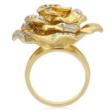 Matte Gold & Rhodium Brass Ring with AAA Grade CZ  in Clear