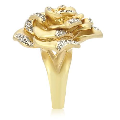 Matte Gold & Rhodium Brass Ring with AAA Grade CZ  in Clear