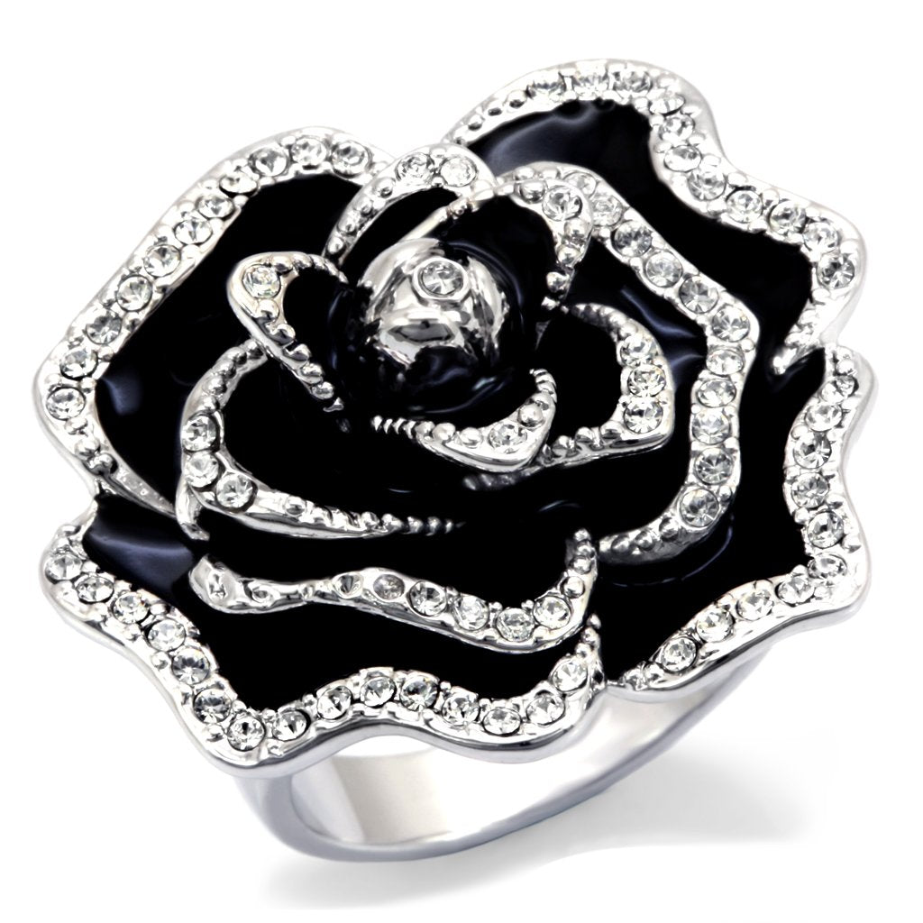 Rhodium Brass Ring with Top Grade Crystal  in Clear