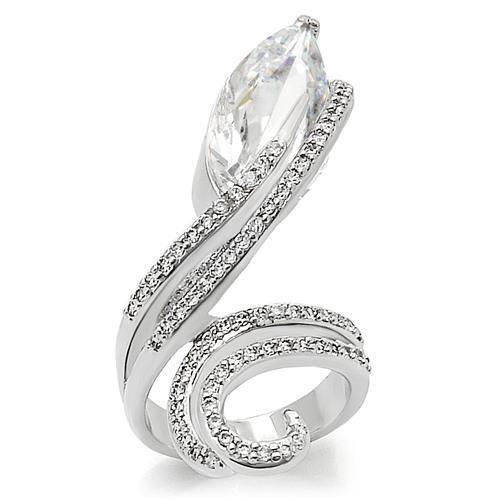 Rhodium Brass Ring with AAA Grade CZ  in Clear