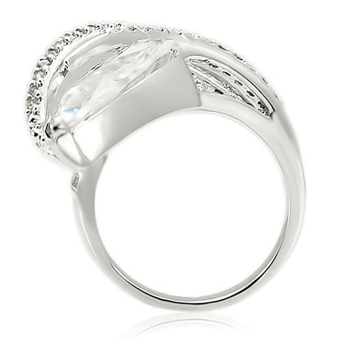 Rhodium Brass Ring with AAA Grade CZ  in Clear
