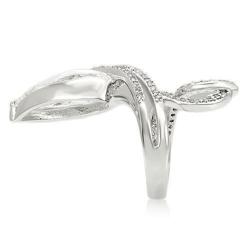 Rhodium Brass Ring with AAA Grade CZ  in Clear