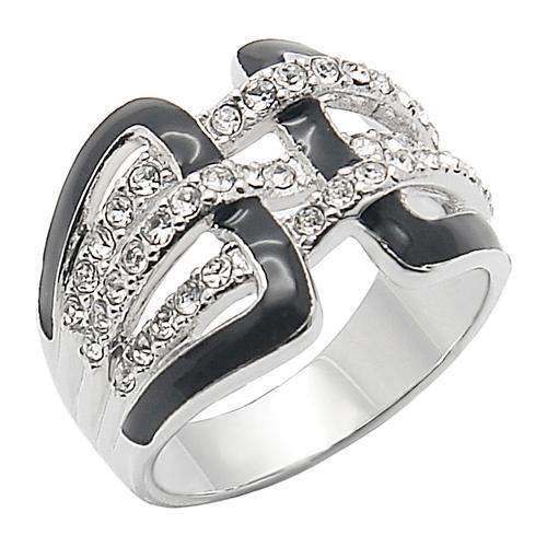 Rhodium Brass Ring with AAA Grade CZ  in Clear