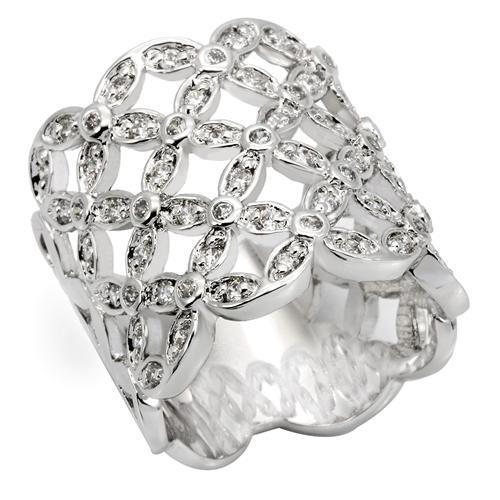 Rhodium Brass Ring with AAA Grade CZ  in Clear