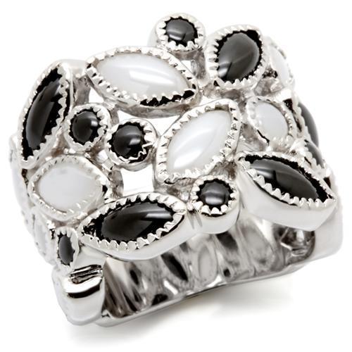 Rhodium Brass Ring with Milky CZ  in Multi Color