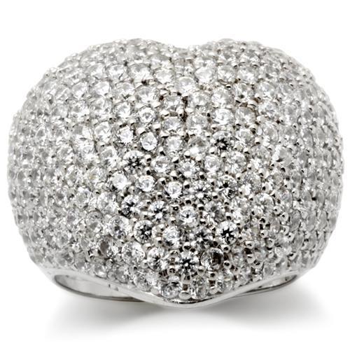 Rhodium Brass Ring with AAA Grade CZ  in Clear
