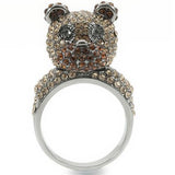 Ruthenium Brass Ring with Top Grade Crystal  in Multi Color