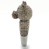 Ruthenium Brass Ring with Top Grade Crystal  in Multi Color