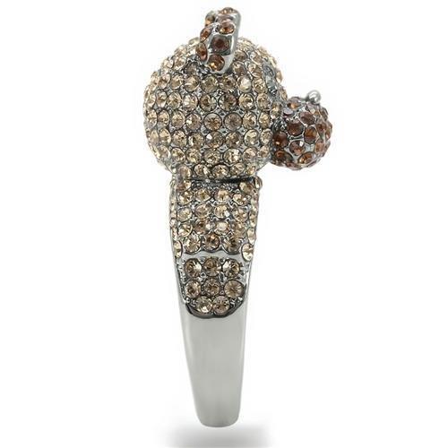 Ruthenium Brass Ring with Top Grade Crystal  in Multi Color
