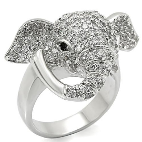 Rhodium Brass Ring with Top Grade Crystal  in Jet