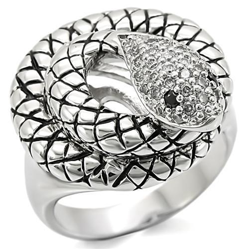 Rhodium Brass Ring with AAA Grade CZ  in Jet