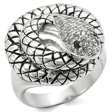 Rhodium Brass Ring with AAA Grade CZ  in Jet