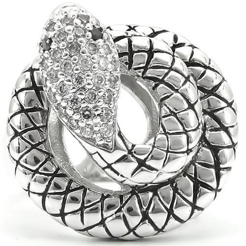 Rhodium Brass Ring with AAA Grade CZ  in Jet