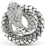 Rhodium Brass Ring with AAA Grade CZ  in Jet
