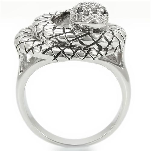 Rhodium Brass Ring with AAA Grade CZ  in Jet