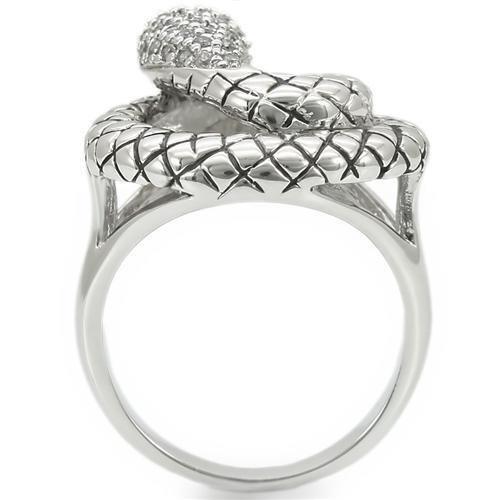 Rhodium Brass Ring with AAA Grade CZ  in Jet