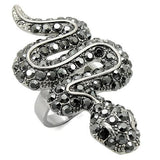 Ruthenium Brass Ring with Top Grade Crystal  in Jet