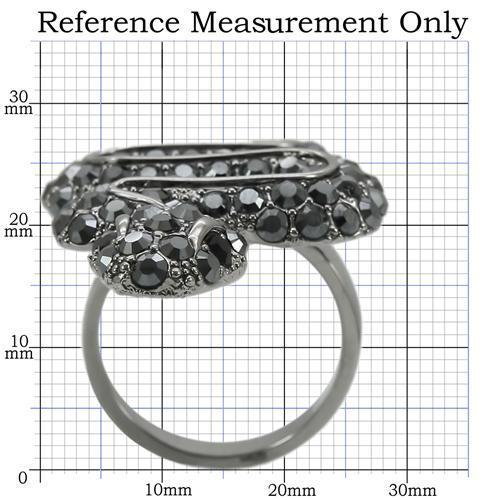 Ruthenium Brass Ring with Top Grade Crystal  in Jet