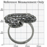 Ruthenium Brass Ring with Top Grade Crystal  in Jet