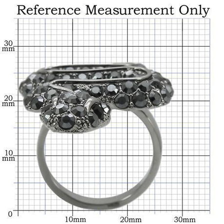 Ruthenium Brass Ring with Top Grade Crystal  in Jet
