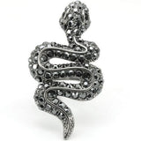 Ruthenium Brass Ring with Top Grade Crystal  in Jet