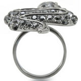 Ruthenium Brass Ring with Top Grade Crystal  in Jet