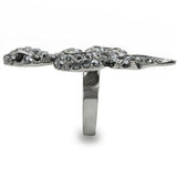 Ruthenium Brass Ring with Top Grade Crystal  in Jet
