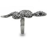 Ruthenium Brass Ring with Top Grade Crystal  in Jet