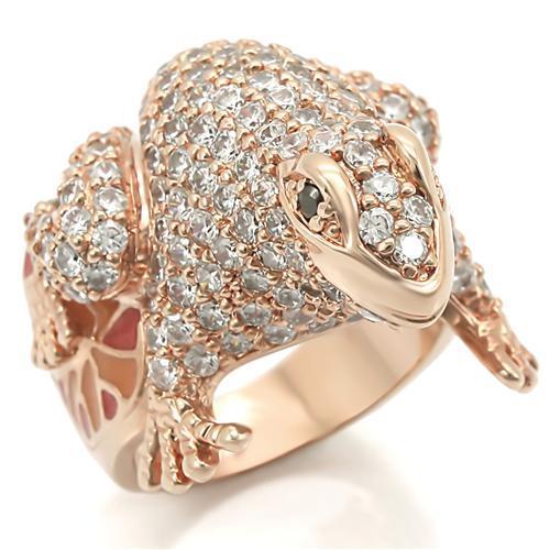 Rose Gold Brass Ring with AAA Grade CZ  in Jet