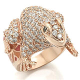 Rose Gold Brass Ring with AAA Grade CZ  in Jet