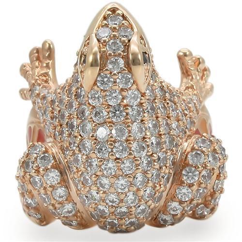 Rose Gold Brass Ring with AAA Grade CZ  in Jet