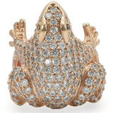 Rose Gold Brass Ring with AAA Grade CZ  in Jet