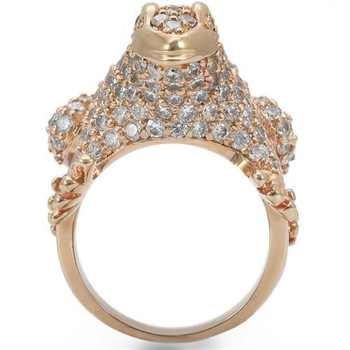 Rose Gold Brass Ring with AAA Grade CZ  in Jet