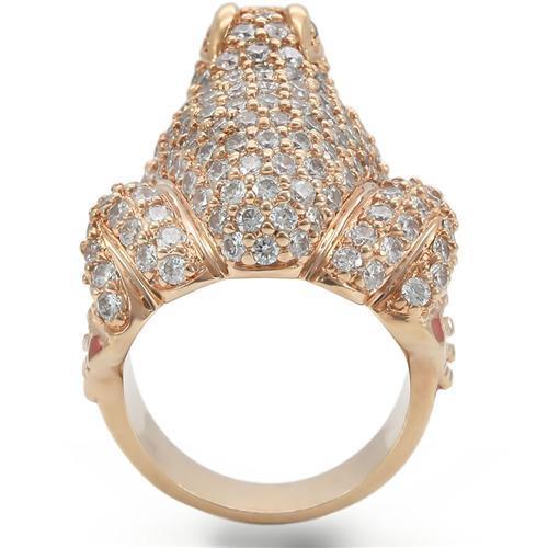 Rose Gold Brass Ring with AAA Grade CZ  in Jet