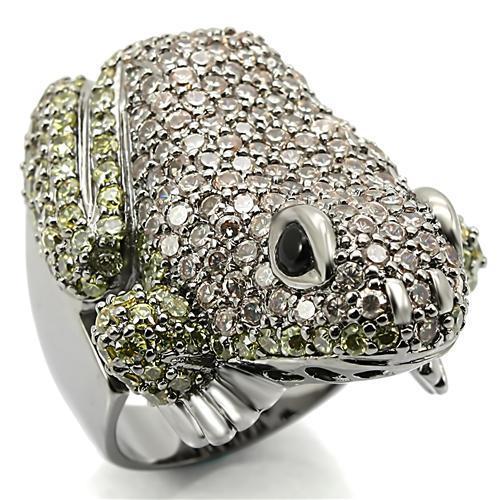 Ruthenium Brass Ring with AAA Grade CZ  in Multi Color