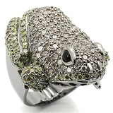 Ruthenium Brass Ring with AAA Grade CZ  in Multi Color