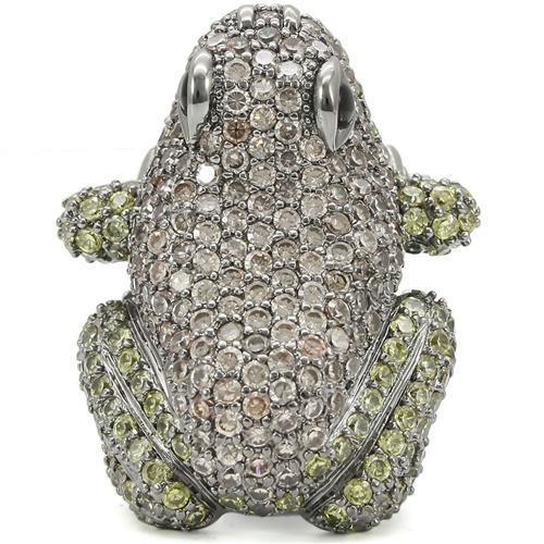Ruthenium Brass Ring with AAA Grade CZ  in Multi Color
