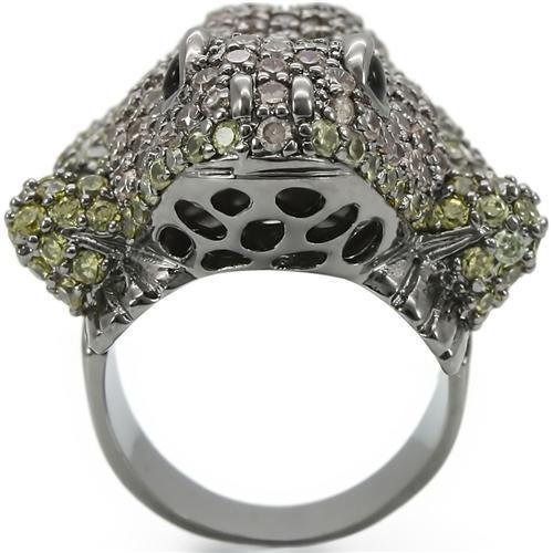 Ruthenium Brass Ring with AAA Grade CZ  in Multi Color