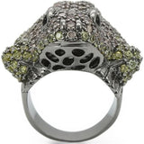 Ruthenium Brass Ring with AAA Grade CZ  in Multi Color
