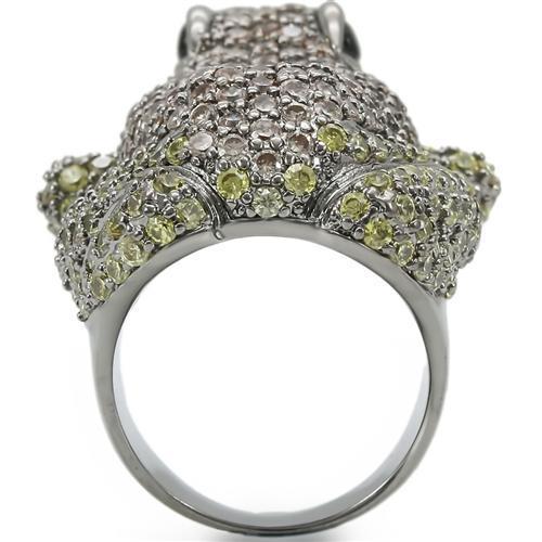 Ruthenium Brass Ring with AAA Grade CZ  in Multi Color