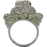 Ruthenium Brass Ring with AAA Grade CZ  in Multi Color
