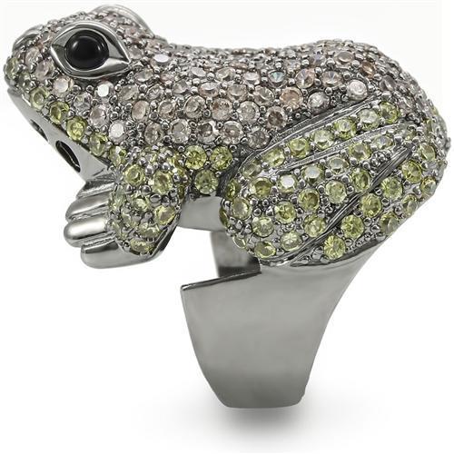 Ruthenium Brass Ring with AAA Grade CZ  in Multi Color